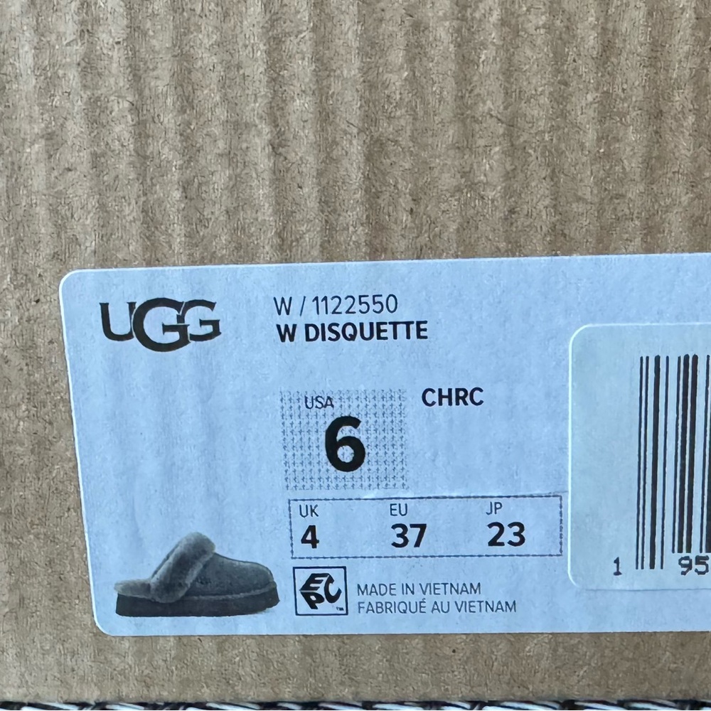UGG Disquette Platform Slipper Water-Resistant Suede, Charcoal Gray, Size US 6 - Picture 9 of 12